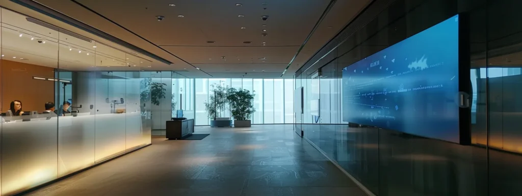 a sleek, modern office environment showcases a team collaborating around a large screen displaying a beautifully designed website interface, emphasizing intuitive design elements like responsive layouts and clear calls-to-action.